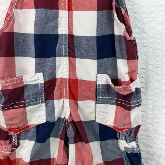 Osh Kosh Patriotic Overalls Red White Blue Gingham 2T 100% Cotton Summer - Picture 8 of 9
